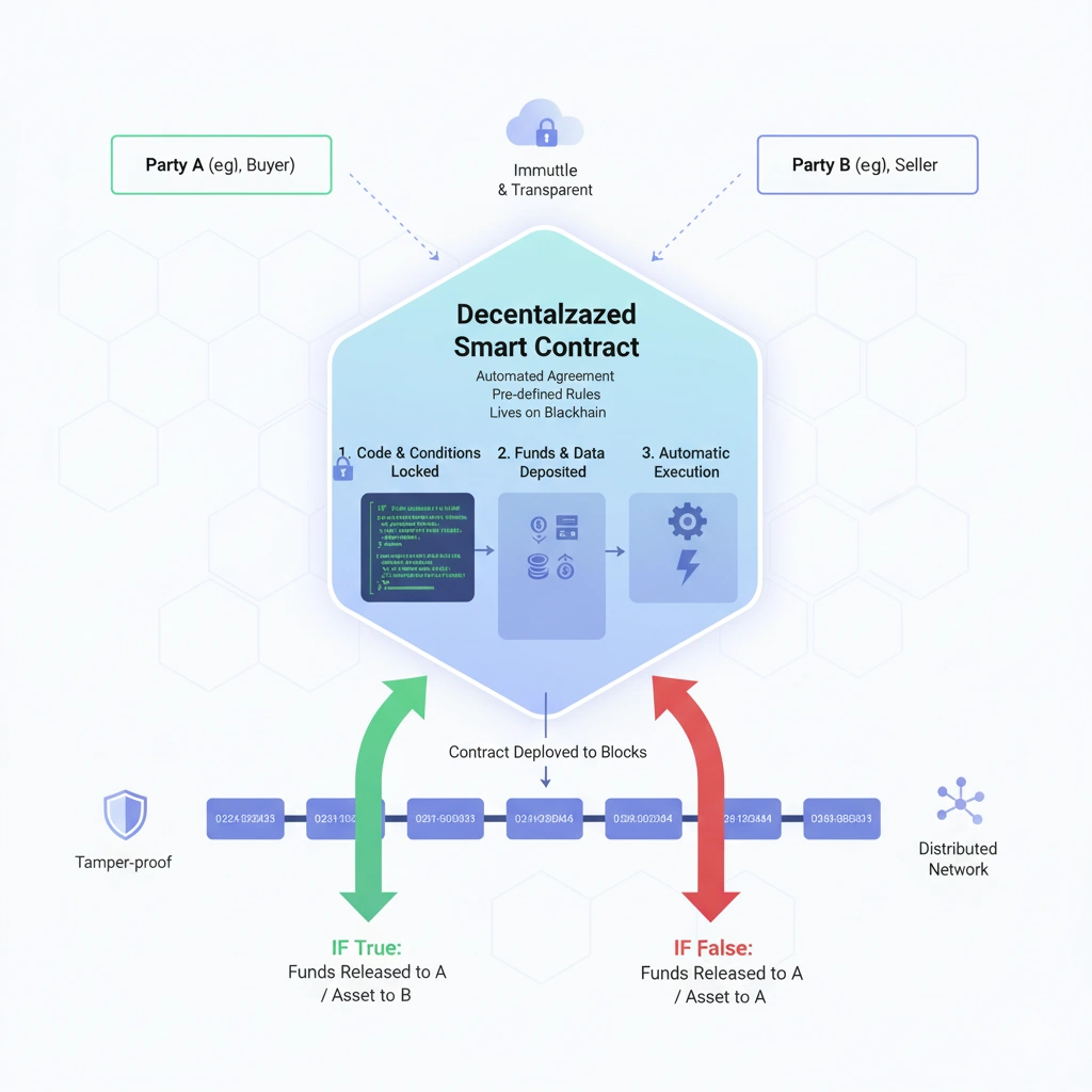 A diagram illustrating how Chainlink oracles securely connect blockchain smart contracts to real-world data sources.
